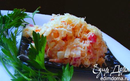 Рецепт Сырный салат с креветками и помидорами
