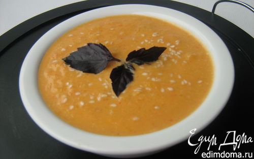 Рецепт Суп из запечённой тыквы с грушами, сладким перцем и имбирём