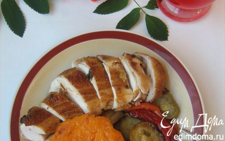 Рецепт Запечённая курица с травами, тыквенным крем-брюле и овощами "Осенняя рапсодия"