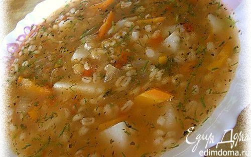 Рецепт Густой суп "Прованс" с картофелем, перловкой и помидорами
