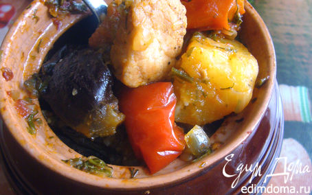 Рецепт Свинина с овощами, запечённая в горшочке (почти чанахи)