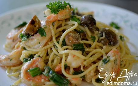 Рецепт Спагетти с креветками и грибами
