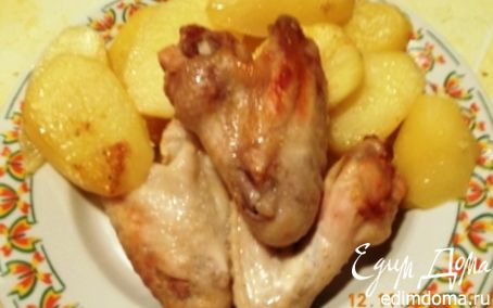 Рецепт Куриные крылышки, запечённые с картошкой