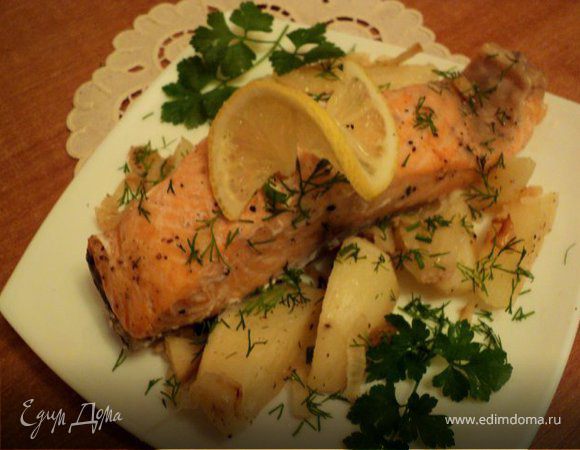 Рецепт запеченной рыбы в фольге с лимонными кольцами