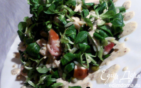 Рецепт Салат с орзо, копченой курицей и зеленым горошком