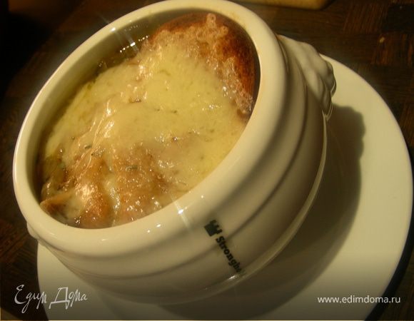 Как приготовить Французский луковый суп с гренками рецепт пошагово