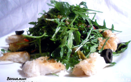 Рецепт Теплый салат с мясом акулы