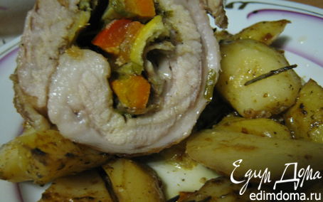 Рецепт Запеченная свинина с овощами и розмарином