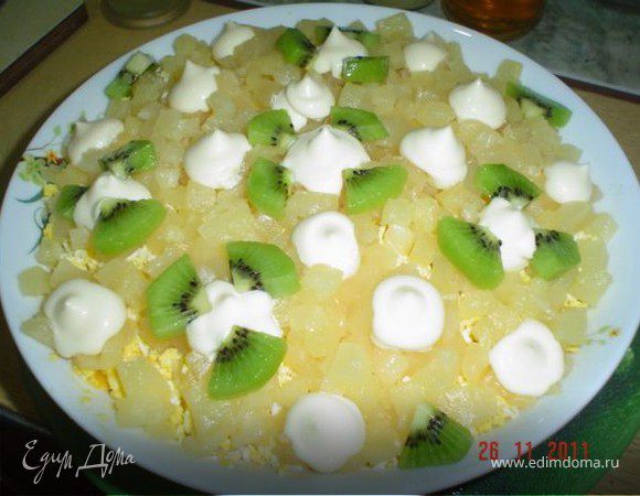 Салат из курицы с ананасами и шампиньонами, пошаговый рецепт с фото