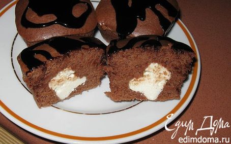 Рецепт Шоколадные кексики с творожной начинкой