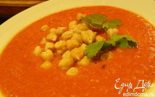 Рецепт Суп-пюре из чечевицы и нута с помидорами