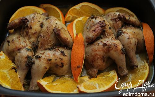 Рецепт Цыплята, запеченные с апельсинами и орегано