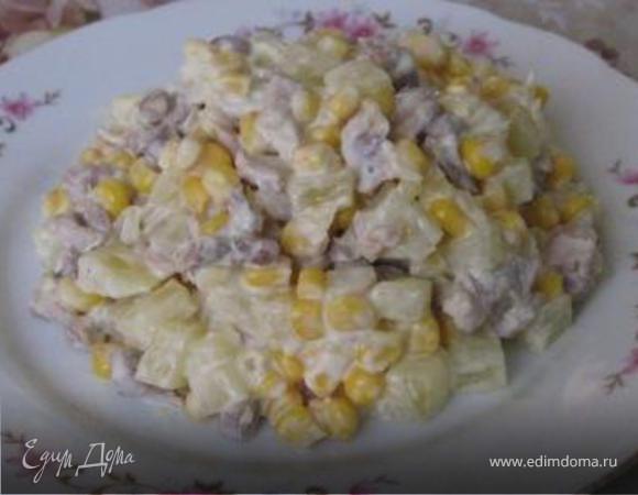 Салат из ананаса и курицы с чесноком (пошаговый фото рецепт) - ВашВкус