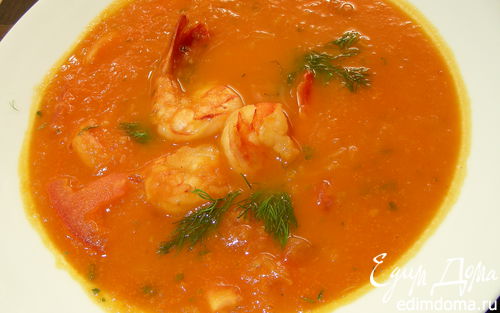 Рецепт Томатный суп с фенхелем и креветками