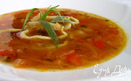 Рецепт Суп с кальмарами и эстрагоном