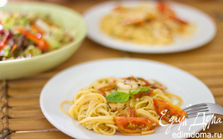 Рецепт Паста с креветками и базиликом