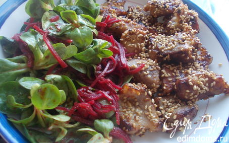 Рецепт Свинина, маринованная в меде, с освежающим салатиком