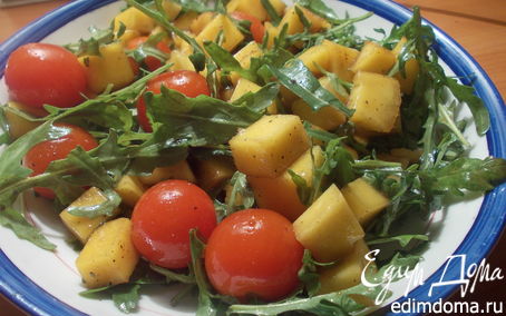 Рецепт Салат из руколы, томатов черри и манго
