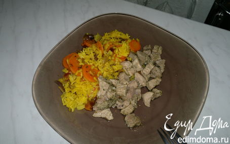 Рецепт Рис с морковью в восточном стиле и свиная лопатка с кавказскими травами