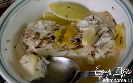 Рецепт Палтус в лимонно-тимьянном бульоне