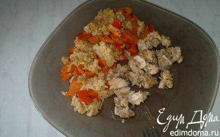 Рецепт Почти паэлья с красным перцем и морковью, куриные бедра с паприкой
