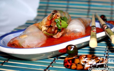 Рецепт Вьетнамские рисовые блинчики в кисло-сладком соусе