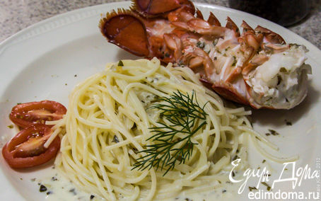 Рецепт Лобстер (рак) и спагетти под винным соусом