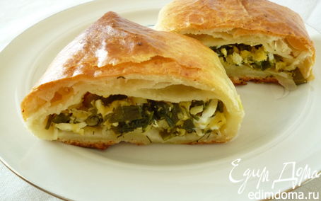 Рецепт Пирог с зеленью и сыром из слоеного творожного теста для Светланы Горбуненко