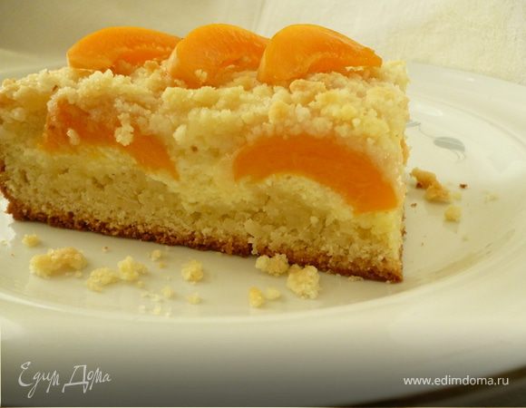 Творожно-абрикосовый песочный пирог с абрикосовым джемом