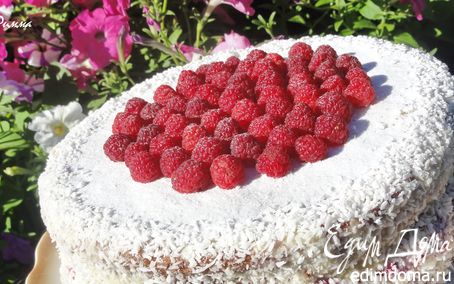 Рецепт Миндальный торт с белым шоколадом и малиной