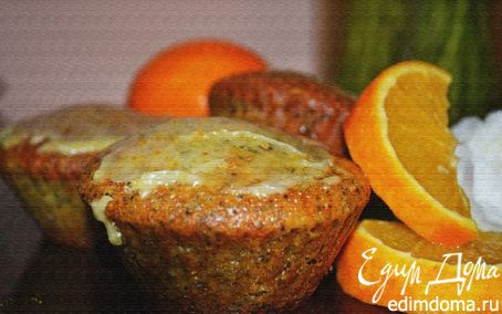 Рецепт Апельсиновые капкейки с маком и ванильной глазурью