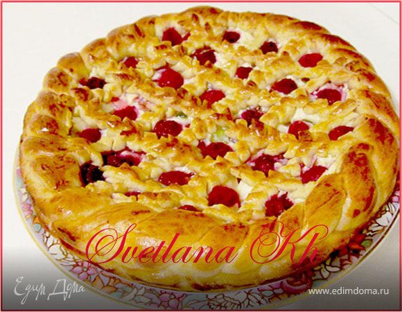 Дрожжевой пирог с творогом, яблоками и вареньем, рецепт приготовления