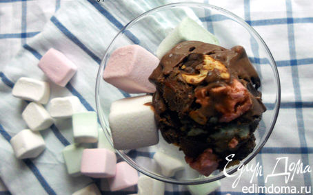 Рецепт Шоколадное мороженое с миндалем и маршмеллоу