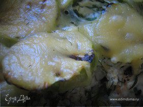 Кабачки с брокколи, творогом и сыром