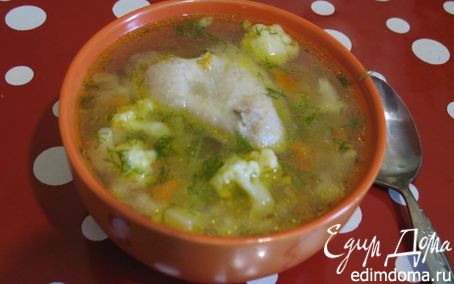 Рецепт Куриный суп с цветной капустой и зеленым горошком