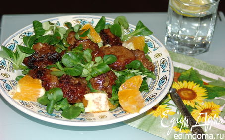 Рецепт Листовой салатик с куриной печенью