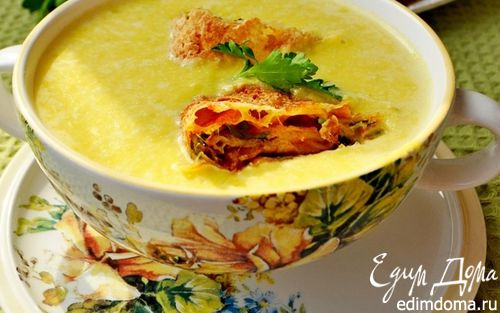 Рецепт Крем-суп из тыквы с сырными рулетиками