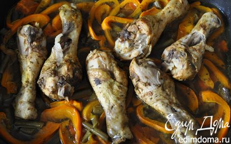 Рецепт Куриные голени со стручковой фасолью и перцем