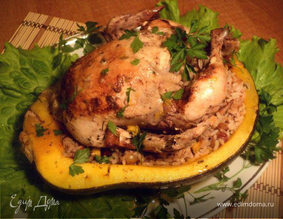 Курица, запеченная в тыкве - пошаговый рецепт с фото на Готовим дома