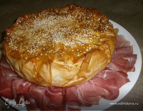 Заливной пирог с грушей и сыром