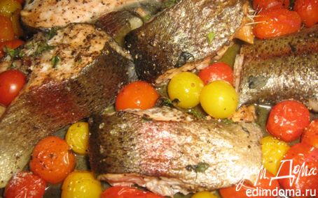 Рецепт Запеченная рыба с помидорами черри