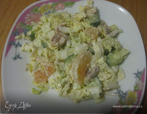 Легкий салат из пурпурной пекинской капусты( без майонеза)