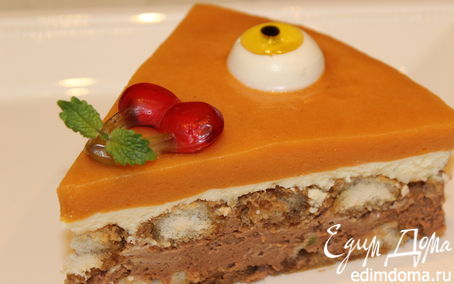 Рецепт Шоколадно-лаймовый торт с хурмой "Взгляд Циклопа"