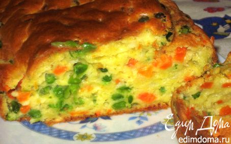 Рецепт Закусочный кекс с морковью и зеленым горошком