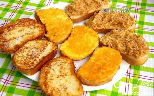 Рецепт Назад в СССР: Гренки сахарные, сырные и запеченные с яблоками