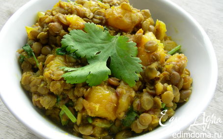 Рецепт Индийский суп "Даал" из чечевицы и манго