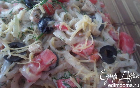 Рецепт Паста феттуччине со сливочным соусом и овощами