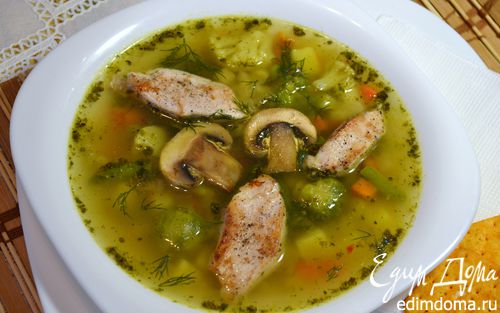 Рецепт Весенний суп с замороженными овощами и рисом