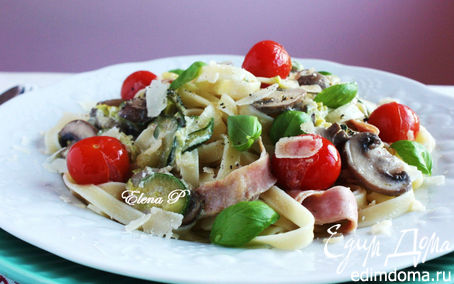 Рецепт Феттучине с овощами и сливочным соусом