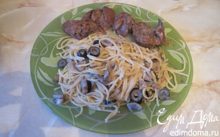Рецепт Спагетти с грибами и маслинами